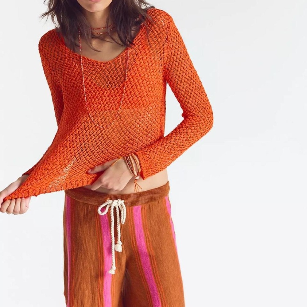 Free People's Surf's Up Sweater Shorts in Brown Combo Size M